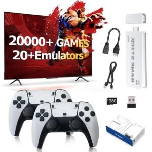 Weihnachtsgeschenke für Kinder: Über 40.000 Spiele Die neu aufgerüstete Retro-Konsole M15 Plus wird mit Controllern geliefert und bietet über 40.000 Spiele, darunter zwei drahtlose Controller und eine Plug-and-Play-HDMI-Schnittstelle für Fernseher.